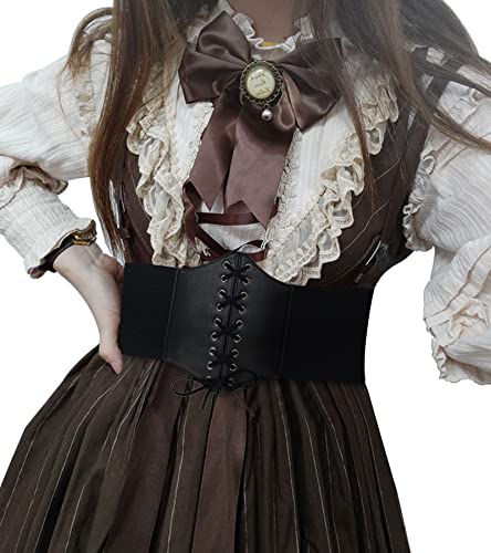 Black Renaissance Corset Belt Gothic Pirate Medieval Plus Size