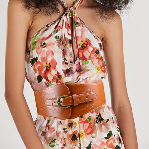 Vintage Brown Leather Corset Belt for Women