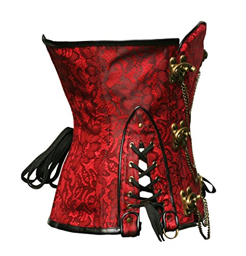 Retro Gothic Heavy Duty Underbust Corset, Red (Size L)