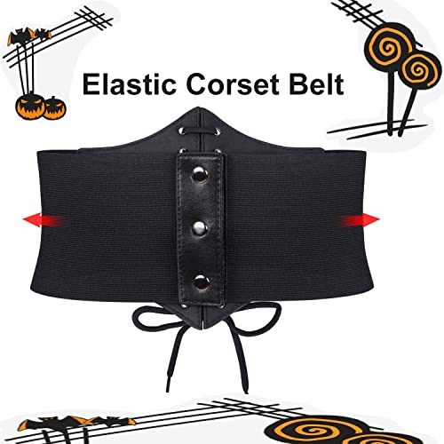 Black Lace-up Elastic Waspie Corset Costume Belt for Women