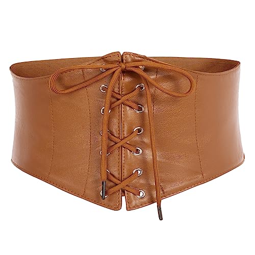 Brown Faux Leather Pirate Cincher Belt for Women
