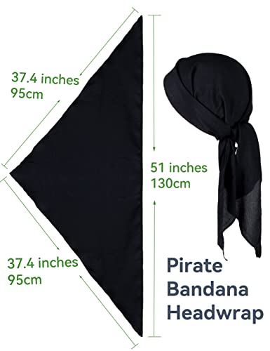 Vintage Pirate Scarf, Belt & Headband Set - Black