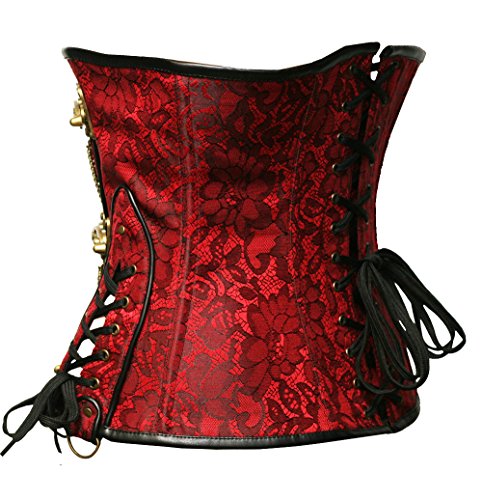 Retro Gothic Heavy Duty Underbust Corset, Red (Size L)