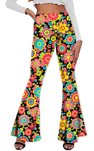 Women's 60s Groovy Floral Flare Pants