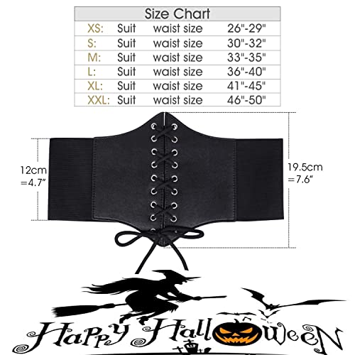 Black Lace-up Elastic Waspie Corset Costume Belt for Women