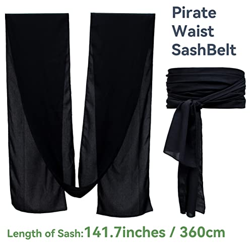 Vintage Pirate Scarf, Belt & Headband Set - Black