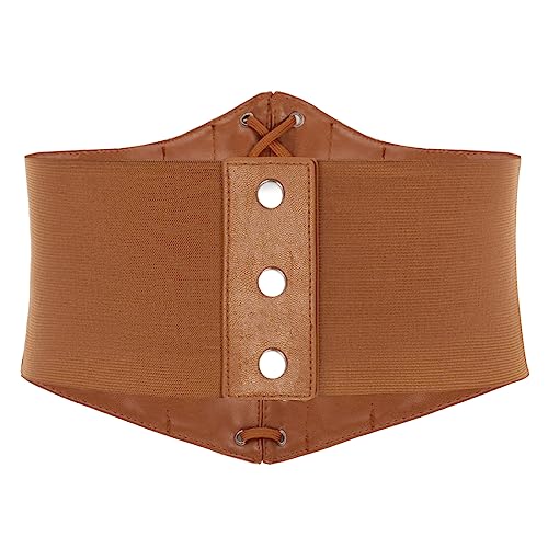 Brown Faux Leather Pirate Cincher Belt for Women