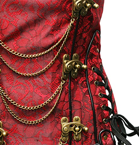Retro Gothic Heavy Duty Underbust Corset, Red (Size L)