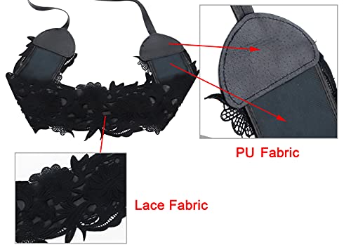 Black Lace Faux Leather Obi Belt Vintage Fashion
