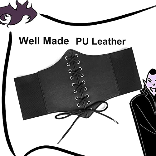 Black Lace-up Elastic Waspie Corset Costume Belt for Women