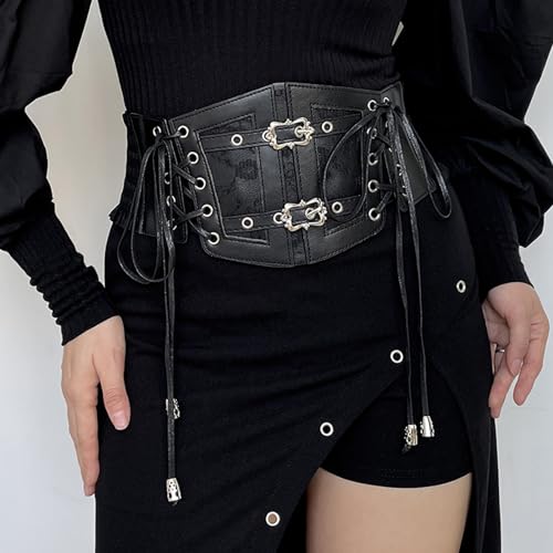 Retro Faux Leather Lace-up Underbust Corset Belt Women