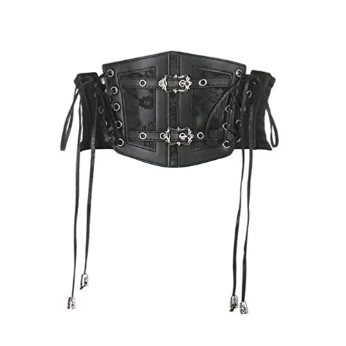 Vintage Gothic Black Leather Stretch Corset Belt