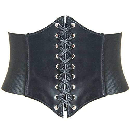 Vintage Lace-Up Waspie Corset Belt Retro Elasticized Wide