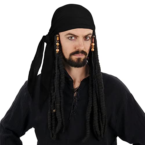 Vintage Pirate Scarf, Belt & Headband Set - Black
