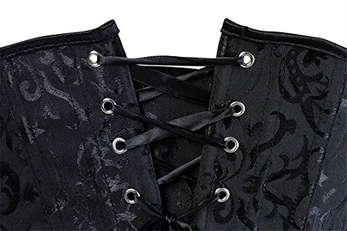Black Jacquard Brocade Lace-Up Vintage Waist Training Corset