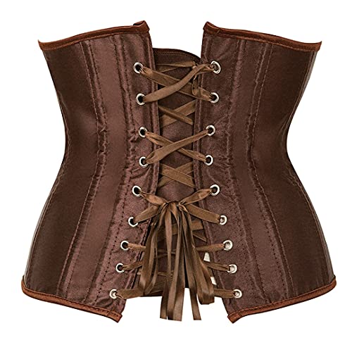 Kranchungel Vintage Underbust Corset Bustier Waist Cincher Brown
