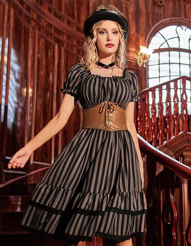 Brown Faux Leather Pirate Cincher Belt for Women