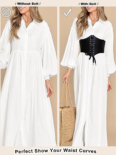 Vintage Lace-Up Waspie Corset Belt Retro Elasticized Wide