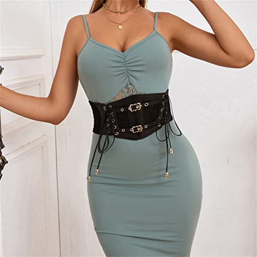 Vintage Gothic Black Leather Stretch Corset Belt