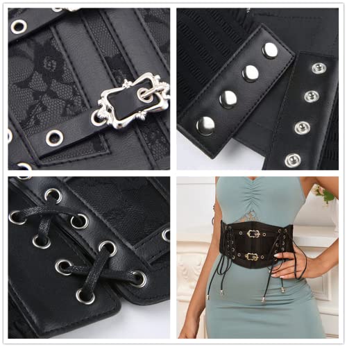 Vintage Gothic Black Leather Stretch Corset Belt