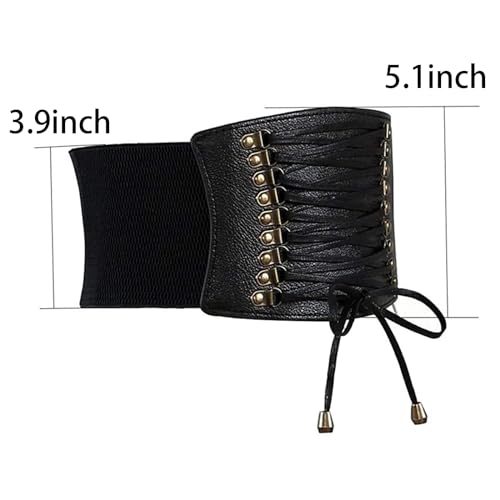Vintage Black Leather High Waist Corset Belt for Women