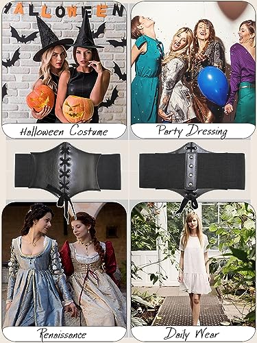 Vintage Lace-Up Waspie Corset Belt Retro Elasticized Wide