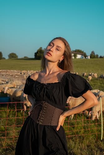 Scarlet Darkness Women's Brown Wide Elastic Waist Belt Vintage Retro Triple Zip Nec Waist Belt