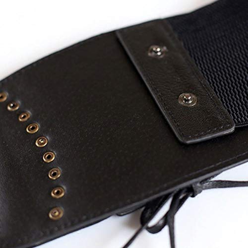 Vintage Black Leather High Waist Corset Belt for Women