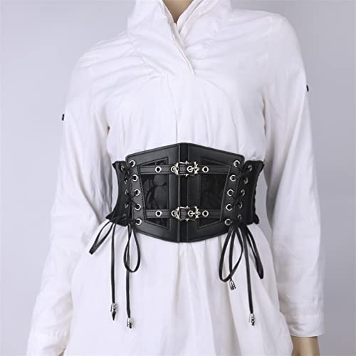 Vintage Gothic Black Leather Stretch Corset Belt