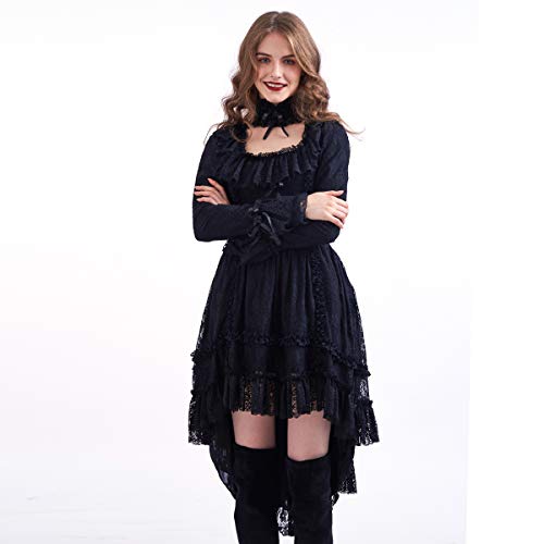 Women's Steampunk Showgirl Cancan Costume Dress with Choker