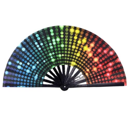 Rainbow Folding Fan - Retro Music Festival Accessories