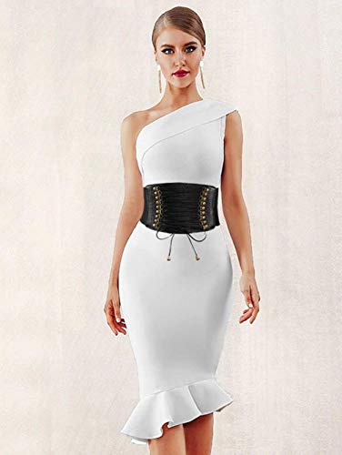 Vintage Black Leather High Waist Corset Belt for Women