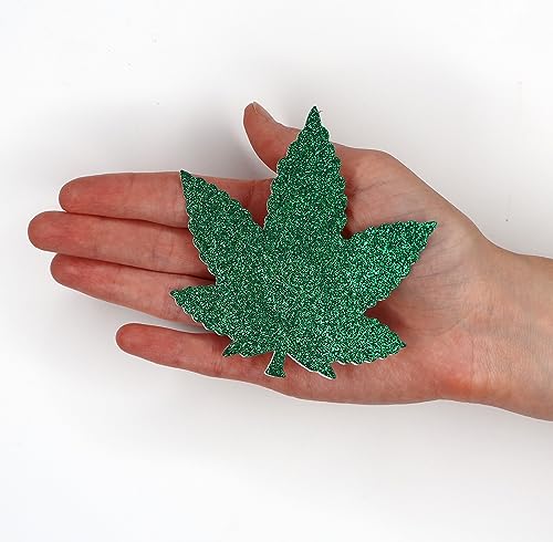 Delfina Rave Pasties - Glitter Green Leaf Nipple Covers