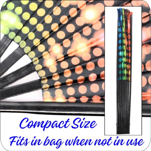 Rainbow Folding Fan - Retro Music Festival Accessories