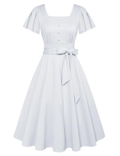 Belle Poque Women's White Tea Party Dress