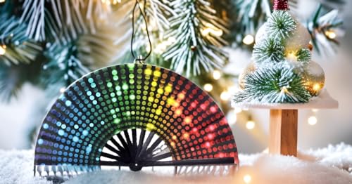 Rainbow Folding Fan - Retro Music Festival Accessories