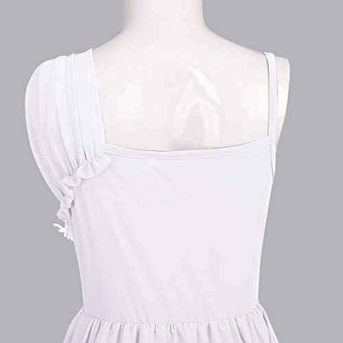 White Chiffon Dance Dress with Flower Applique