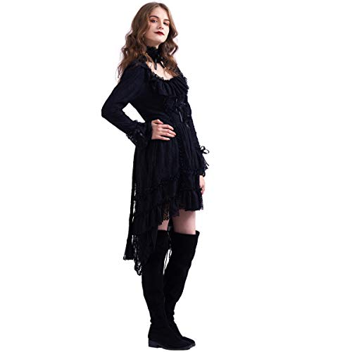 Women's Steampunk Showgirl Cancan Costume Dress with Choker