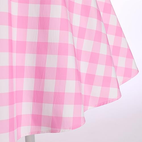 Pink Plaid Spaghetti Strap Retro Dress