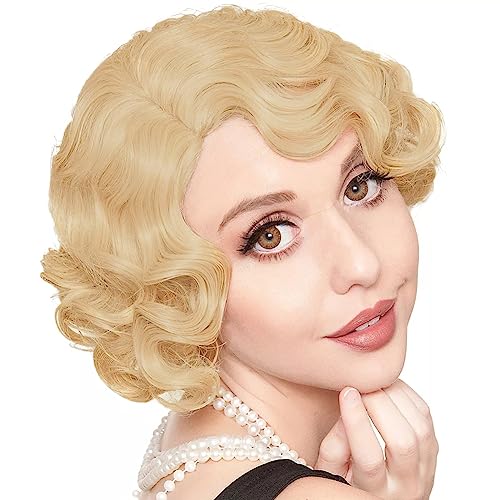Blonde Retro Curly Wig for Halloween Costume