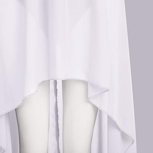 White Chiffon Dance Dress with Flower Applique