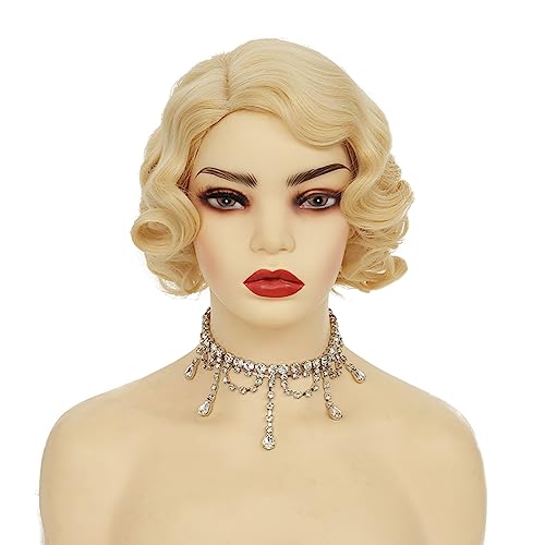 Blonde Retro Curly Wig for Halloween Costume