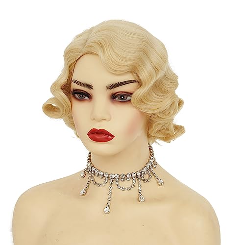 Blonde Retro Curly Wig for Halloween Costume