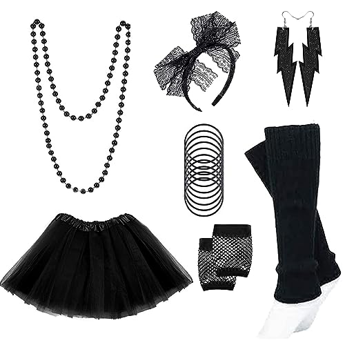 80s Women's Costume Accessories - Tutu Skirt, Headband, Earrings