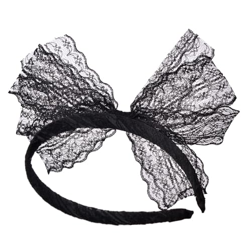 Retro 80s Black Lace Bow Headband