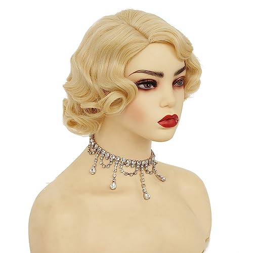 Blonde Retro Curly Wig for Halloween Costume