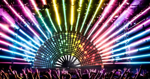 Rainbow Folding Fan - Retro Music Festival Accessories