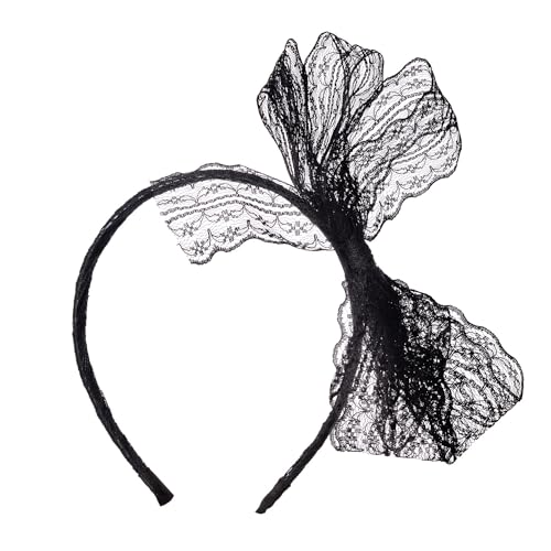 Retro 80s Black Lace Bow Headband