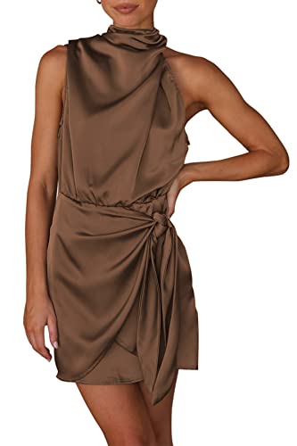 Vintage Sleeveless Satin Cocktail Dress: Women's Summer Attire