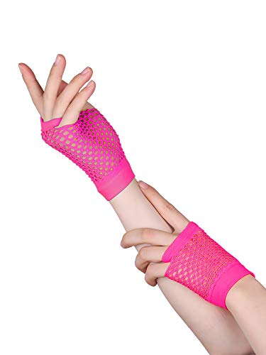 80s Women's Costume Lace Headband Earrings Gloves Necklace